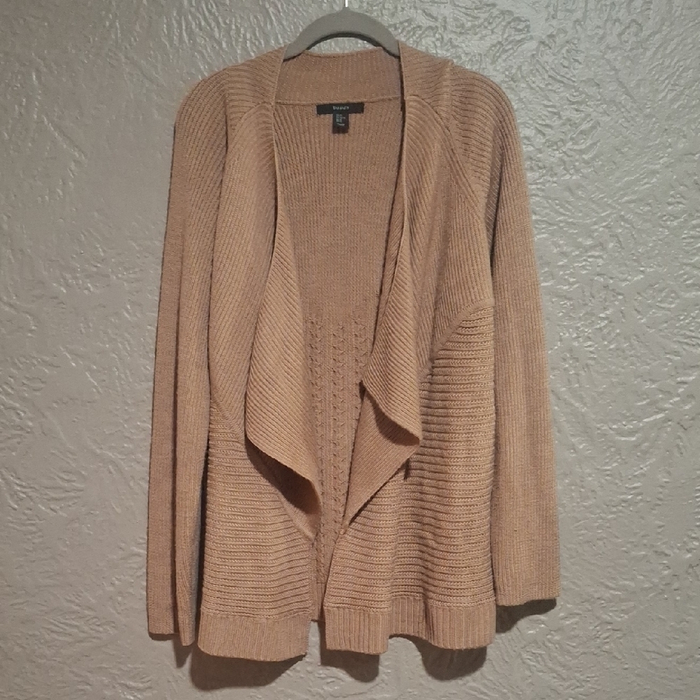 Tahari Women's Tan Draped Cardigan Sweater Size XL 100% Merino Wool